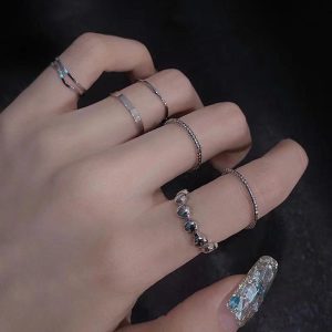 8 rings female fashion personality ins tide retro index finger ring cold wind Japanese style light luxury net red tail ring hand jewelry