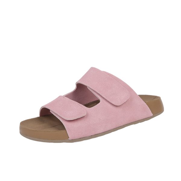 Cowhide version ~ Boken slippers women's outerwear summer 2025 leather retro Velcro one-line soft-soled casual sandals - Image 5