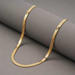 Authentic LANG titanium steel necklace male snake bone chain necklace wide blade chain simple high-end sense men's niche design: