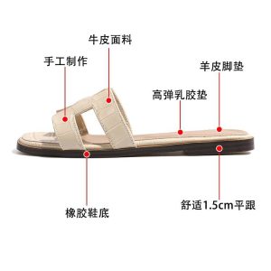 Sheepskin version_Sandals summer fashion beach flat ins trendy white slippers women wear a pair of shoes H casual.