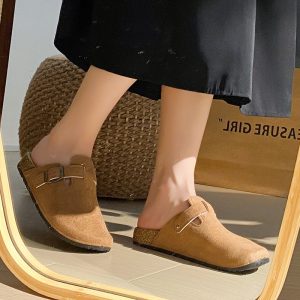 Foreign trade cross-border Birkenstock women's spring new slip-on shoes toe shoes women's slippers doctor shoes nurse shoes half flip flops