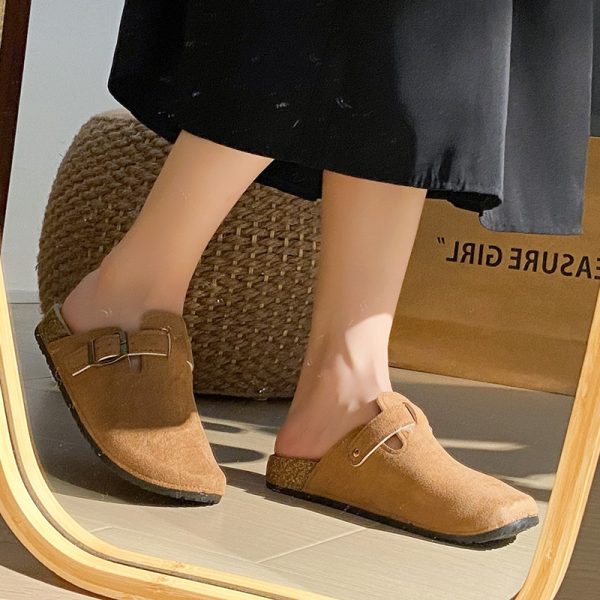 Foreign trade cross-border Birkenstock women's spring new slip-on shoes toe shoes women's slippers doctor shoes nurse shoes half flip flops - Image 2