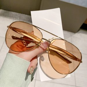 2025 New Toad Mirror Women's Aviator Large Frame Sunglasses Metal Frame High-end Retro Personality Sunglasses for Men