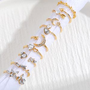 European and American cross-border new set rings Personalized 9 pieces of love butterfly star and moon diamond set ring women