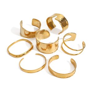 Jieding European and American stainless steel exaggerated gold bracelet high-quality open bracelet titanium steel hand jewelry cross-border bracelet