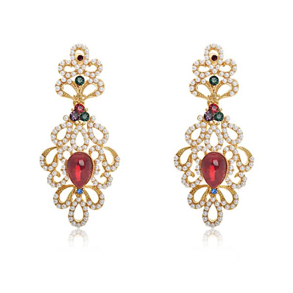 vintage glass French design crystal earrings Douyin hot sale medium tassel antique style 925 silver retro - Image 5