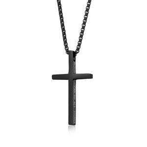 European and American hot selling stainless steel men's Bible verse cross necklace versatile and high-end sense does not fade side engraving