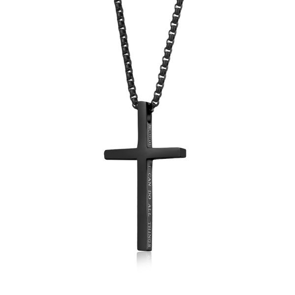 European and American hot selling stainless steel men's Bible verse cross necklace versatile and high-end sense does not fade side engraving - Image 5