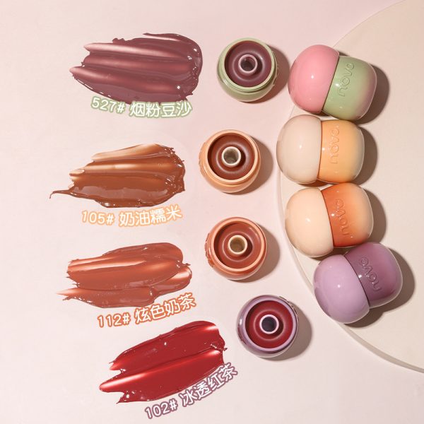 NOVO Small Mushroom Milk Jar Lip Jelly Lipstick Moisturizing Moisturizing Fade Lip Wrinkles Glass Lip Mirror Watery Lip Gloss - Image 2