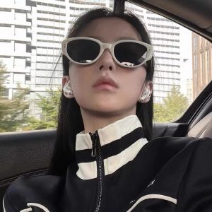 New beige retro cat eye trend sunglasses women's face show small personality wind anti-ultraviolet high-end sunglasses