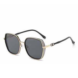 Internet celebrity fashion thick-edged flash diamond beige sunglasses 2023 new women's premium anti-ultraviolet polarized sunglasses