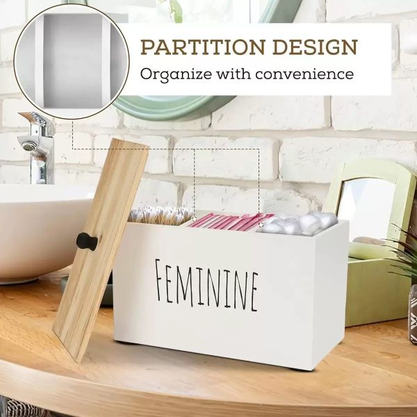 Cross border laundry storage wooden box bathroom tampon storage box wooden bathroom storage box with lid - Image 4