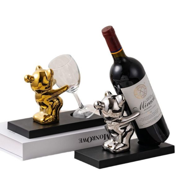 Light luxury bubble bear wine rack violence bear wine cabinet decoration ornaments ceramic living room TV cabinet entrance home decoration - Image 5