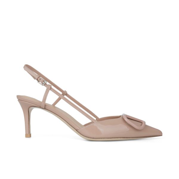 Sheepskin version ~ Su Yinyin's same leather pointed toe V-buckle pumps, toe stiletto heels, women's hollow sandals - Image 5