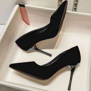 Office etiquette black high heels women's thin heel OL professional shoes sexy temperament pointed shoes