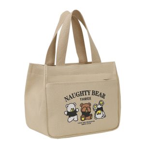 High-value canvas handbag, Bao Ma goes out, simple and small, three-dimensional handbag, commuting, thickened lunch bag for work