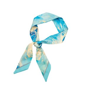 Nordic striped minimalist style long silk scarf women's headband decoration scarf with shirt spring and autumn hairband belt tie bag
