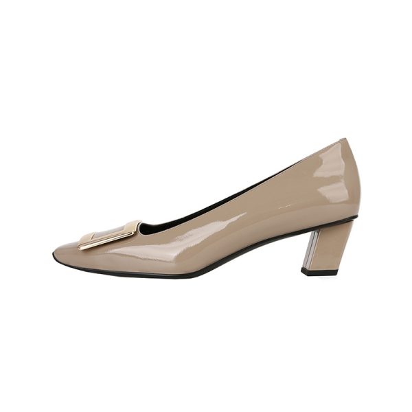 High quality! RV thick heel woman buckle square toe patent leather sexy single shoes wedding shoes daily office lady commuter shoes office - Image 5