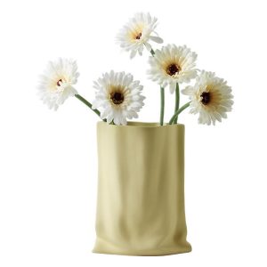 Behammei cream style ceramic vase high-end home living room flower arrangement entrance table decoration paper bag flower vessel