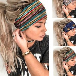 European and American cross-border new personality print yoga sports wide bundle wide brim hair band wash face ladies headwear wholesale