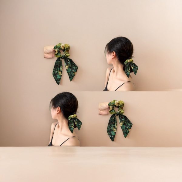 New Wild Rose Van Gogh Streamer Colon Hair Ring Starry Sky Satin Oil Painting Hair Cord Bands Hair String Hair Ornament