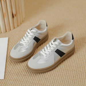 German training shoes retro women's shoes 2025 new couple casual board shoes versatile flat white shoes leather Forrest Gump shoes women