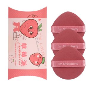 Popular strawberry pie puff, non-eating powder, double-sided cushion beauty egg, wet and dry round sponge setting foundation