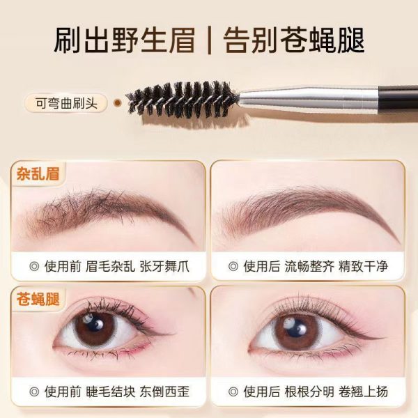 Eyebrow brush spiral brush a double-head beveled flat-head eyelash brush sweeping eyebrow trimming eyebrow thrush portable dual-use eyebrow powder - Image 4