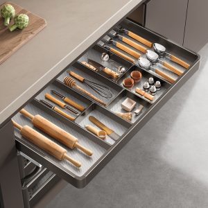 Kitchen pull-out basket cabinet gun gray stainless steel drawer dish storage cabinet drawer drawer bowl basket chopsticks storage box