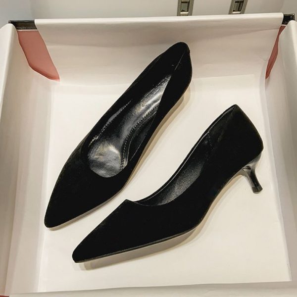Office etiquette black high heels women's thin heel OL professional shoes sexy temperament pointed shoes - Image 3