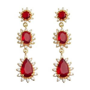 Burgundy ~ vintage medieval style red zircon earrings collection French retro Hong Kong style high-end earrings for women