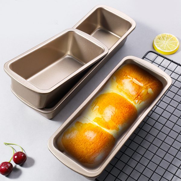 Baking tools: non-stick carbon steel brown bear toast box flat side rectangular gold oven baking bread cake tin - Image 4