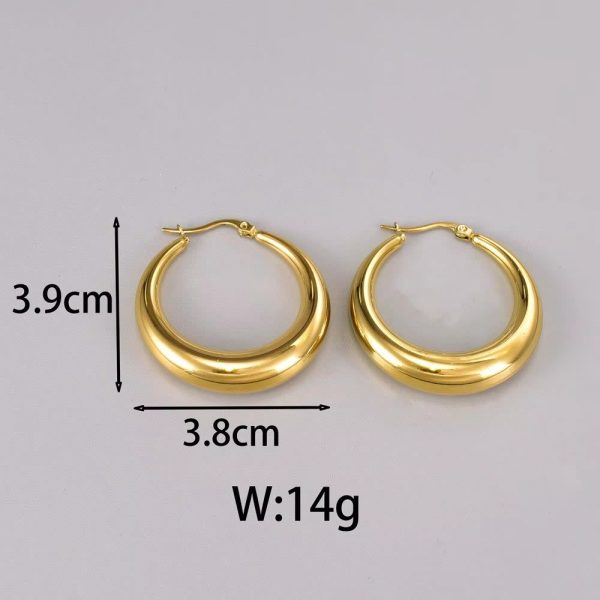 French retro high-end European and American niche minimalist circle rings do not fade earrings - Image 3