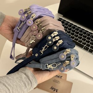 Korean version of the fabric hand-held coin purse ladies long fashion three-layer zipper large-capacity large-screen mobile phone key bag
