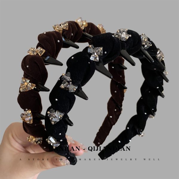 The original [Star Diamond Secret Language] headband high-end sense is hand-woven full of diamond headband broken hair finishing artifact hairpin - Image 4