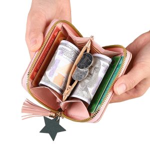 Short zipper, fashionable and beautiful, love coin purse, cute girly heart, multi-functional bag, tassel, wallet, bag