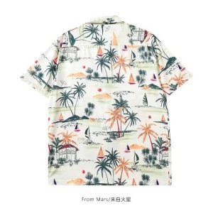 New Men's Printed Short Sleeve Floral Shirt Hawaiian Youth Ruffian Handsome Versatile Shirt Casual Fashion Vintage Inch Shirt