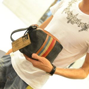New Korean version of the handbag men and women hand bag canvas ladies casual hand bag tide portable small bag mobile phone change