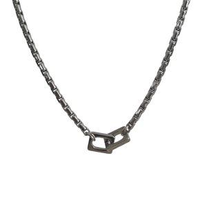 Simple double ring buckle titanium steel necklace men's cold style niche sense of luxury, street hip-hop clavicle chain couple accessories tide