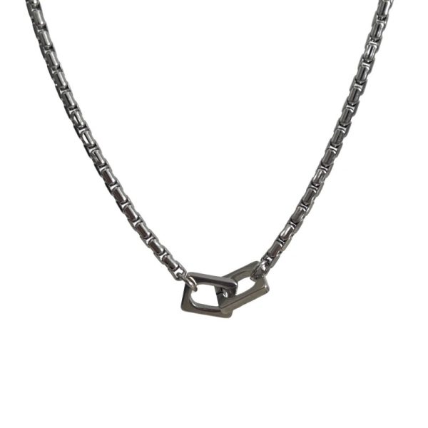 Simple double ring buckle titanium steel necklace men's cold style niche sense of luxury, street hip-hop clavicle chain couple accessories tide - Image 5