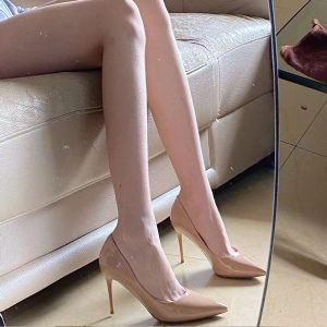 High heel women, spring 2023 new sexy pure desire niche, nude pointed toe, thin heels, no tired feet, professional single shoe women