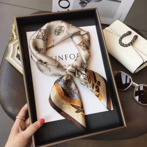 Spring New Style 70 Small Square Scarf Silk Scarf Letter Print Silk Scarf Ladies New Professional Scarf Satin Scarf Wholesale