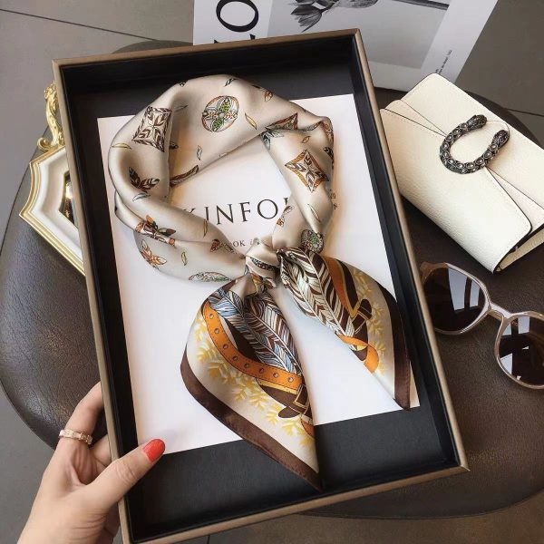 Spring New Style 70 Small Square Scarf Silk Scarf Letter Print Silk Scarf Ladies New Professional Scarf Satin Scarf Wholesale
