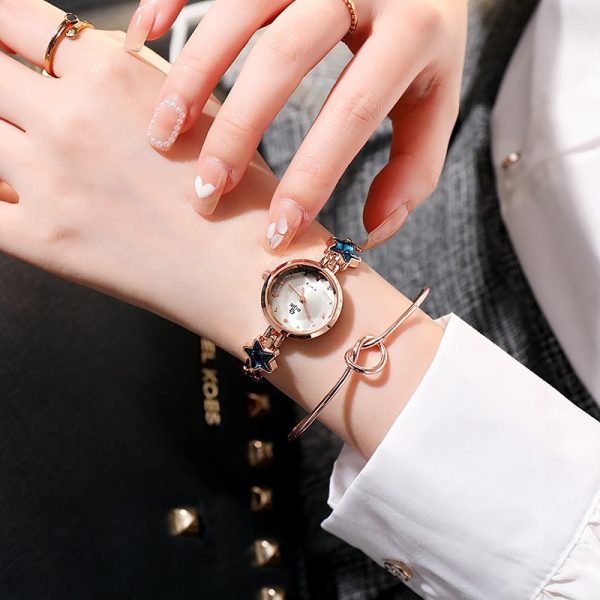 Female Douyin live broadcast explosive exquisite diamond-cut face small bracelet trend IBSO shell face pearl watch