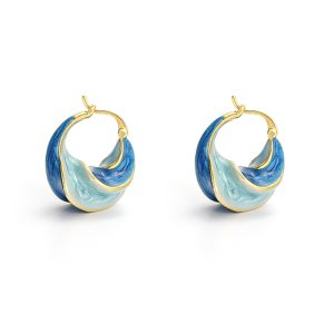 French vintage earrings, Klein blue enamel earrings, niche luxury, versatile, delicate gradient earrings, earrings, women