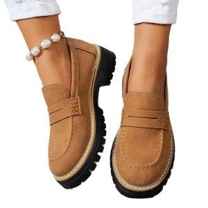 2024 New Spring and Autumn Loafers, Large Size Casual Scrub, British Style Women's Shoes, Block Heel, Thick Sole, Foreign Trade Vintage