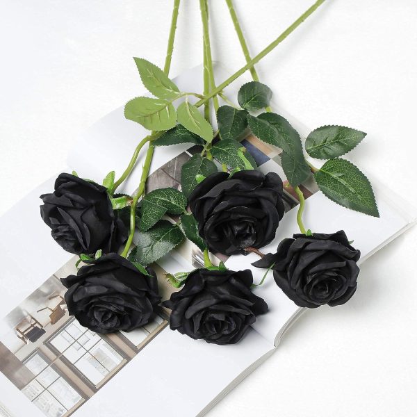 Simulation flower pure black rose living room single high-end Valentine's Day fake flower bouquet ornament home decoration flower arrangement