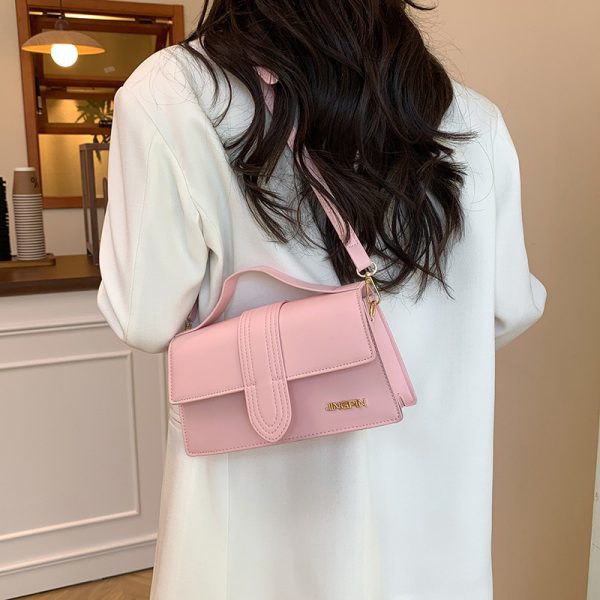 Spring fashion and foreign style new 2025 new texture solid color simple hand-to-hand shoulder crossbody armpit small square women's bag - Image 3