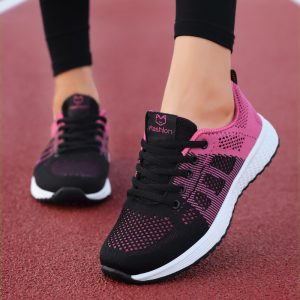 Cross-border new hot sale lightweight fly knit mesh sneakers jogging shoes casual running women's shoes amazon wish