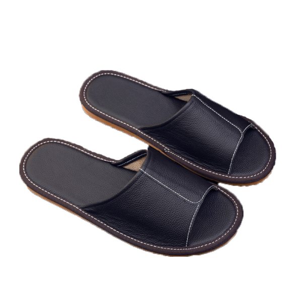 High-grade cowhide slippers home indoor floor silent non-slip home men and women leather bedroom sandals all seasons - Image 5